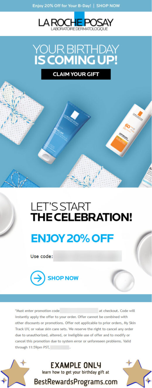 La Roche-Posay Free Birthday Gift - details at BestRewardsPrograms.com #LaRochePosayUSA
