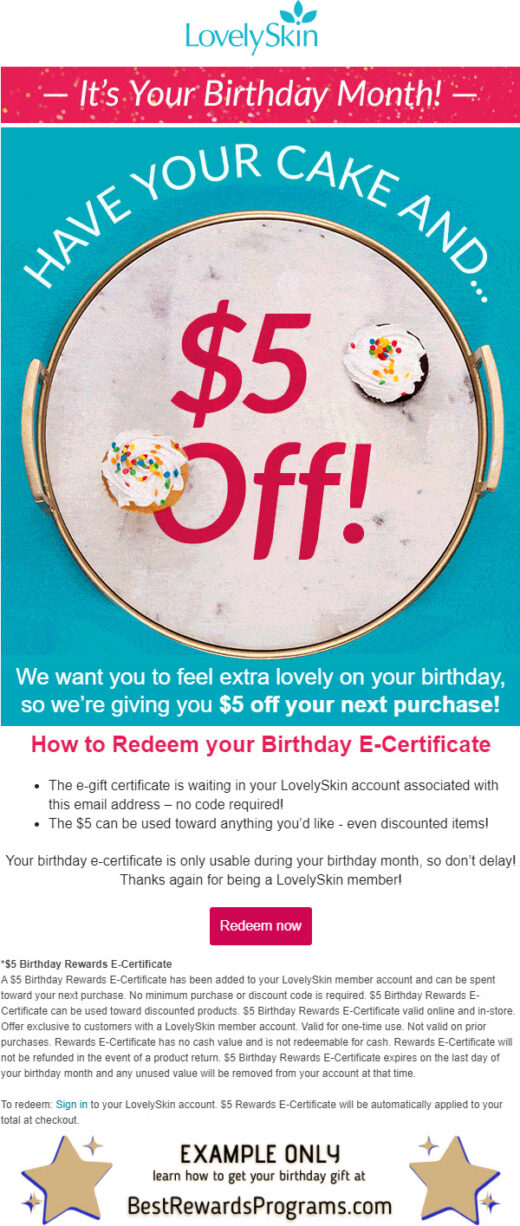 Lovely Skin Free Birthday Gift - details at BestRewardsPrograms.com #LovelySkin