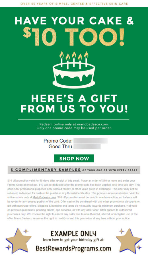 Mario Badescu Free Birthday Gift - details at BestRewardsPrograms.com #MarioBadescu