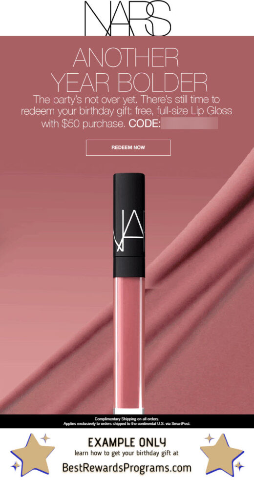 NARS Cosmetics Free Birthday Gift - details at BestRewardsPrograms.com #narscosmetics #narsissist