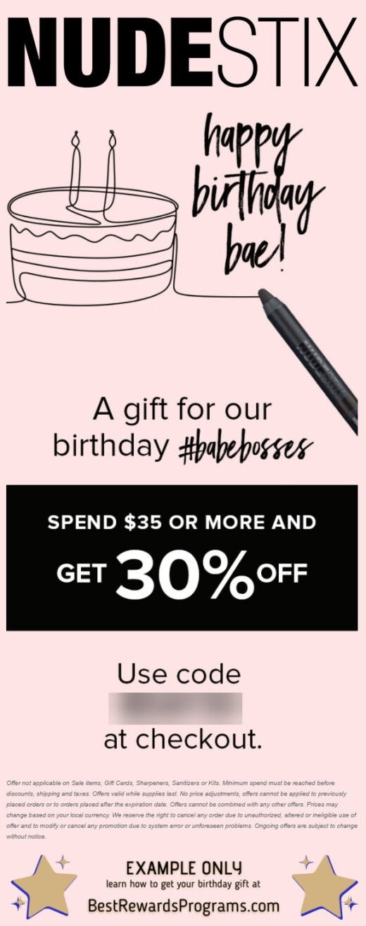 NUDESTIX Free Birthday Gift - details at BestRewardsPrograms.com #nudestix