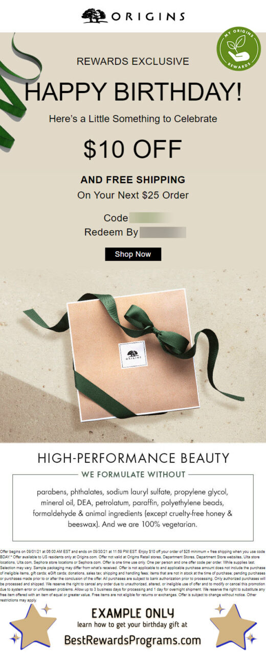 Origins Free Birthday Gift - details at BestRewardsPrograms.com #origins