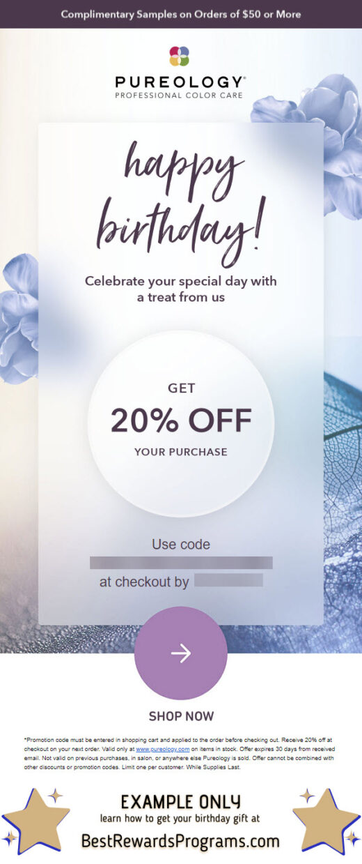 Pureology Free Birthday Gift - details at BestRewardsPrograms.com #Pureology