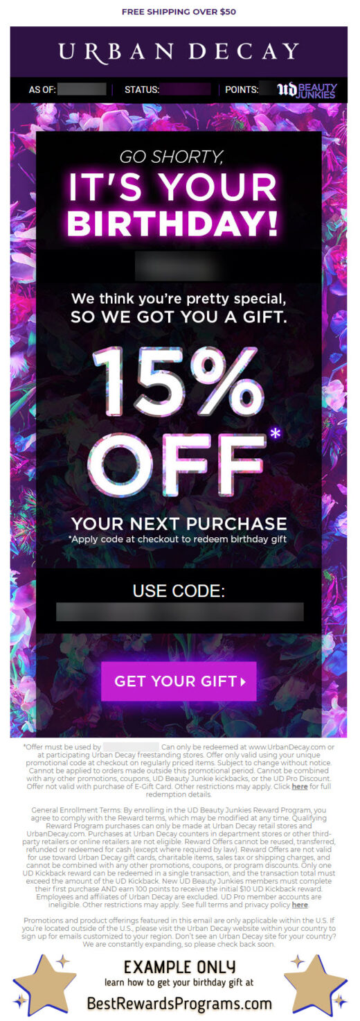 Urban Decay Free Birthday Gift - details at BestRewardsPrograms.com #UrbanDecay