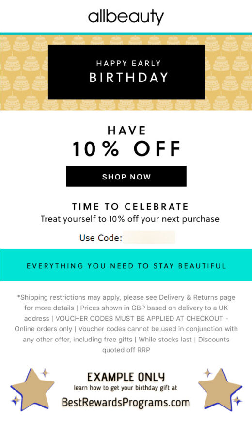 allbeauty Free Birthday Gift - details at BestRewardsPrograms.com #allbeautynews