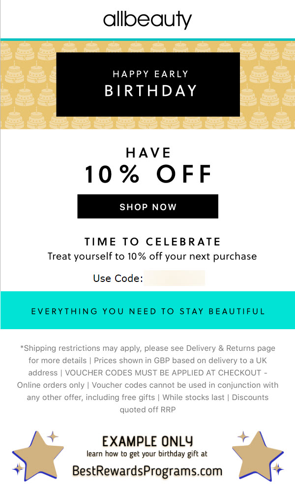 allbeauty Birthday Gift - BestRewardsPrograms.com #allbeautynews
