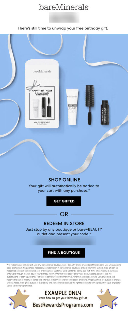 bareMinerals Free Birthday Gift #bareminerals - details at BestRewardsPrograms.com
