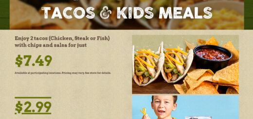 Discounted Kids Meals at Beef 'O' Brady's details at bestrewardsprograms.com