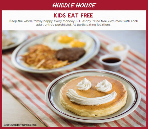 Kids Eat Free at Huddle House details at bestrewardsprograms.com