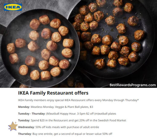 Discounted kids' meals at IKEA details at bestrewardsprograms.com