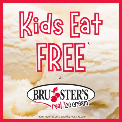 Kids Eat Free at Bruster's Ice Cream - details at bestrewardsprograms.com