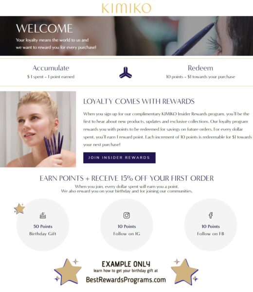 Kimiko Beauty Free Birthday Gift - details at BestRewardsPrograms.com #KimikoBeauty