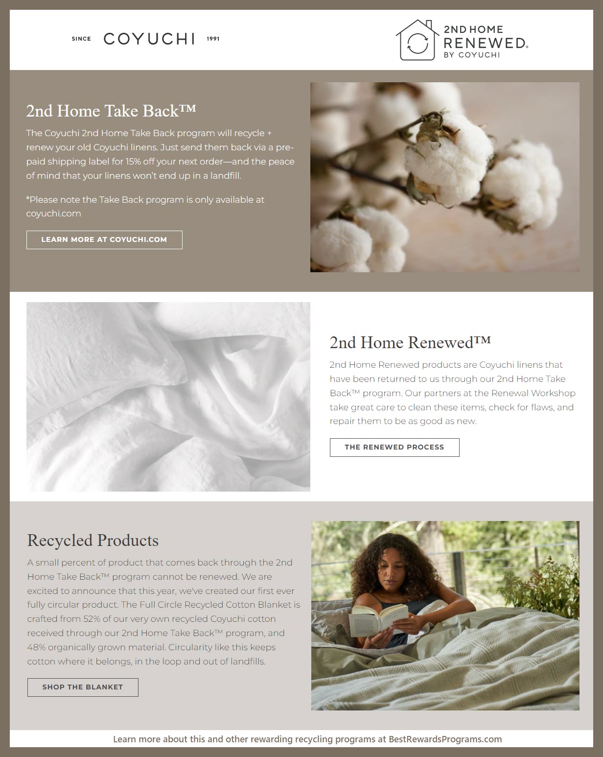 Recycle for Rewards offer at Coyuchi