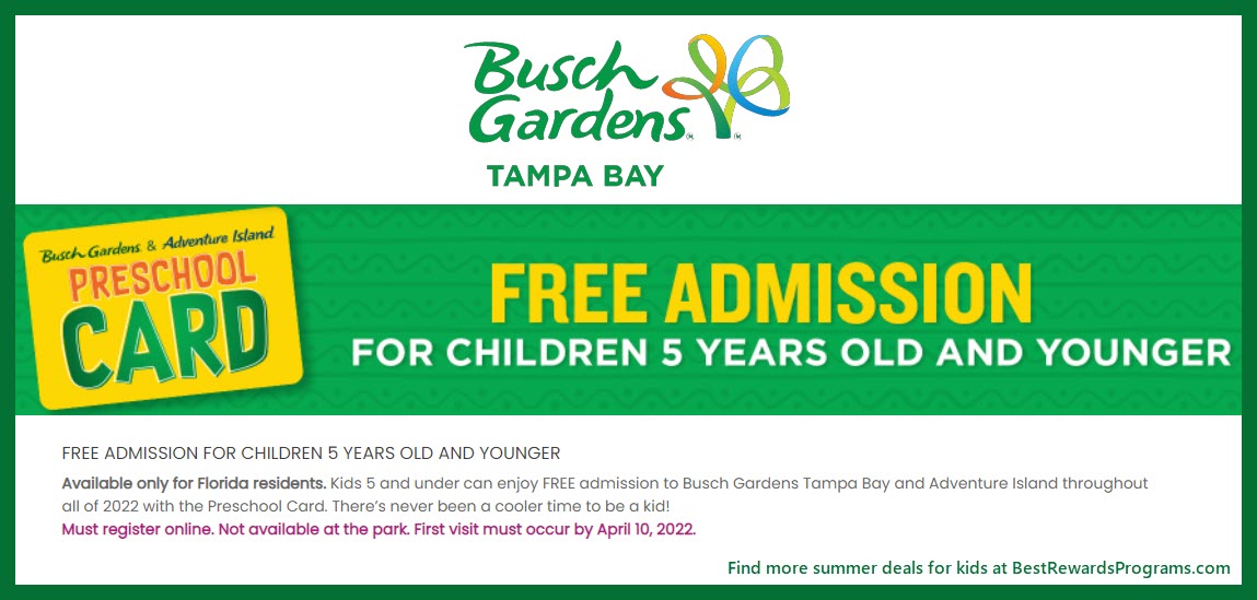 Free 2023 Season Passes for Kids at Busch Gardens Tampa Bay