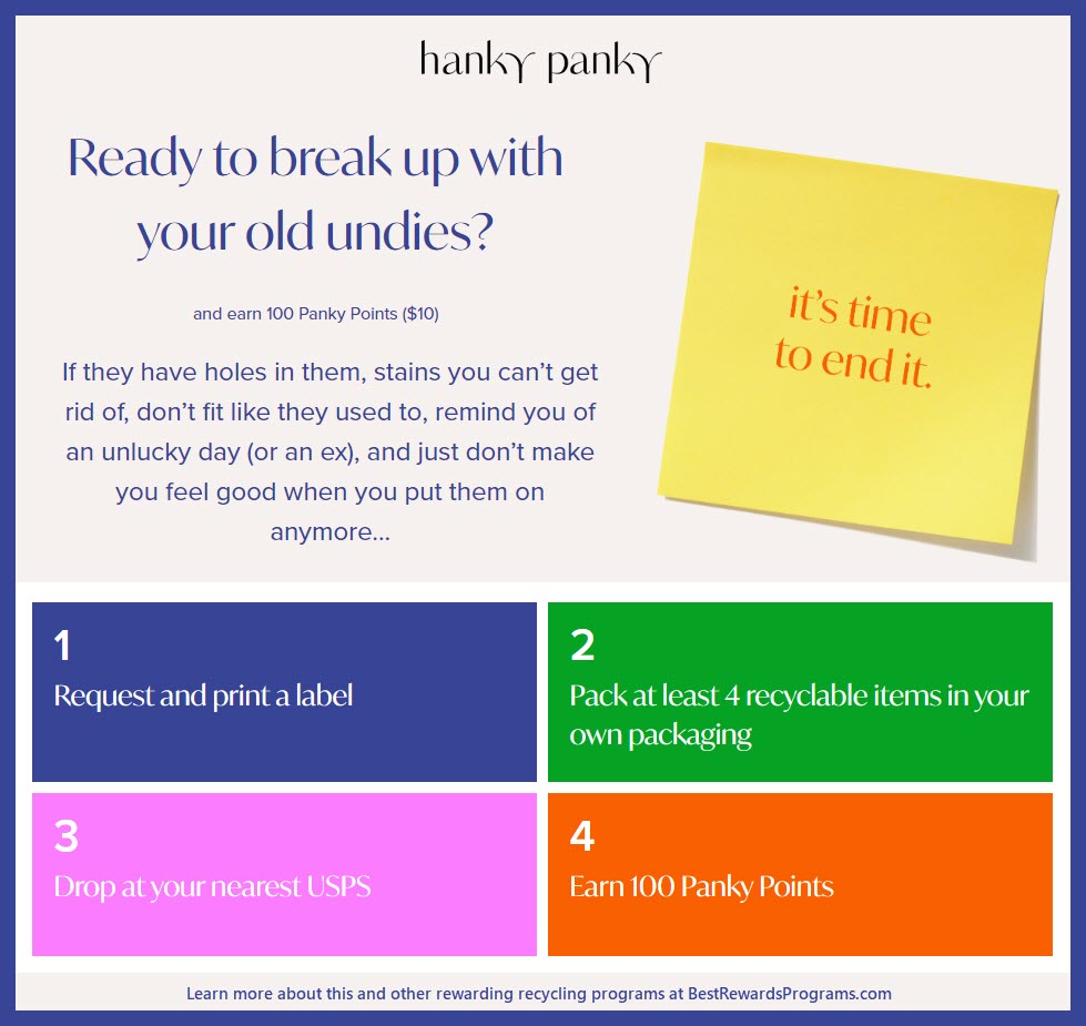 Recycle for Rewards offer at Hanky Panky