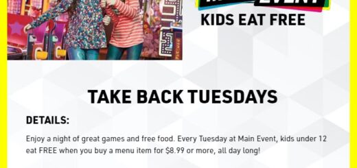 Kids Eat Free at Main Event details at bestrewardsprograms.com