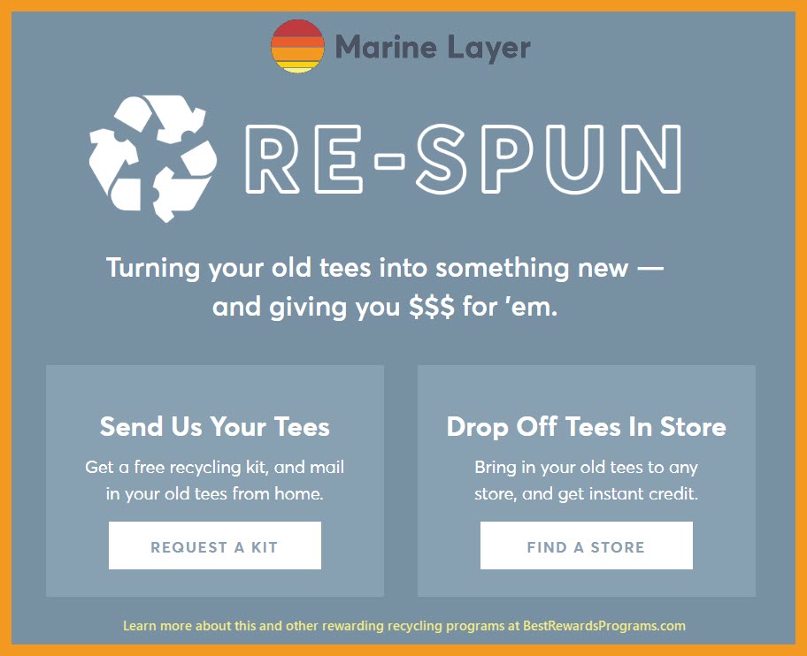 Recycle for Rewards offer at Marine Layer