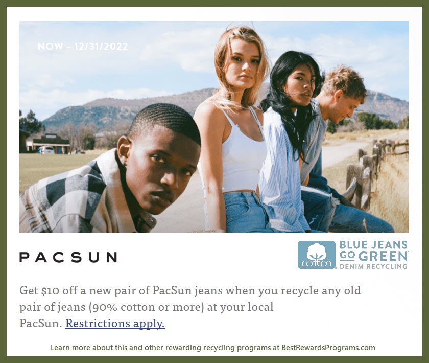 Recycle for Rewards offer at PacSun