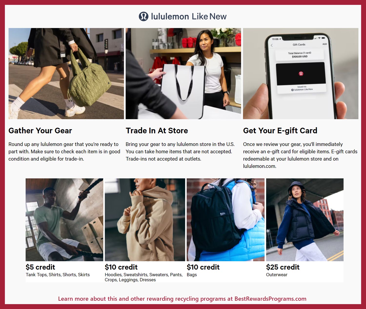 Earn Rewards for Recycling Clothing and Bags at Lululemon