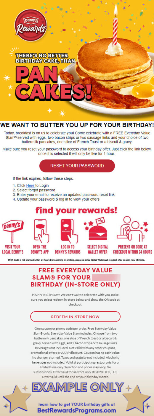 Free Birthday Meal at Denny's ???| Best Rewards Programs