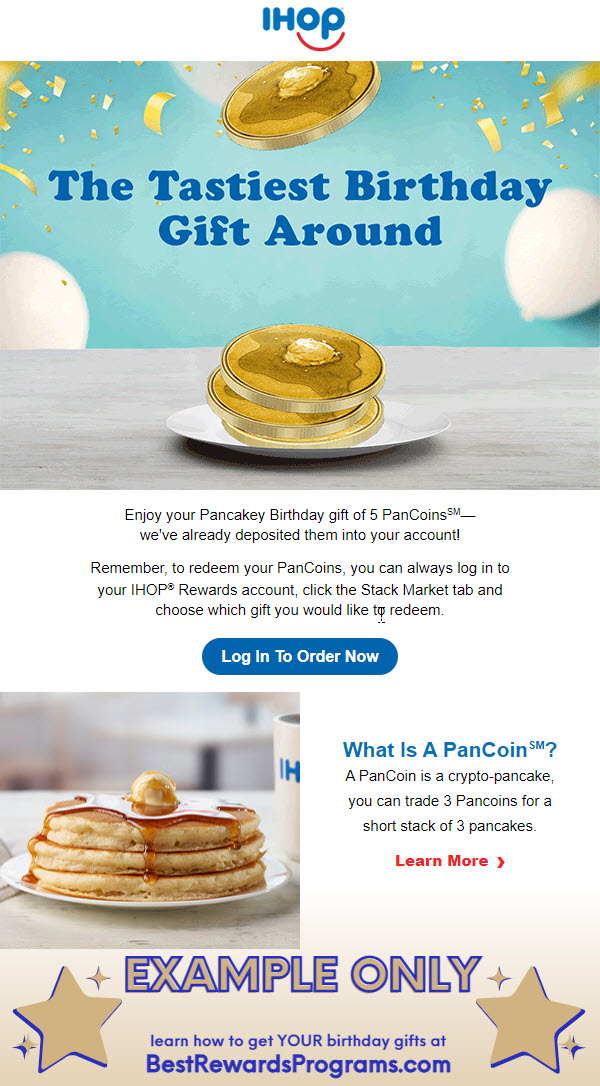 Get delicious FREE birthday pancakes each year from IHOP!