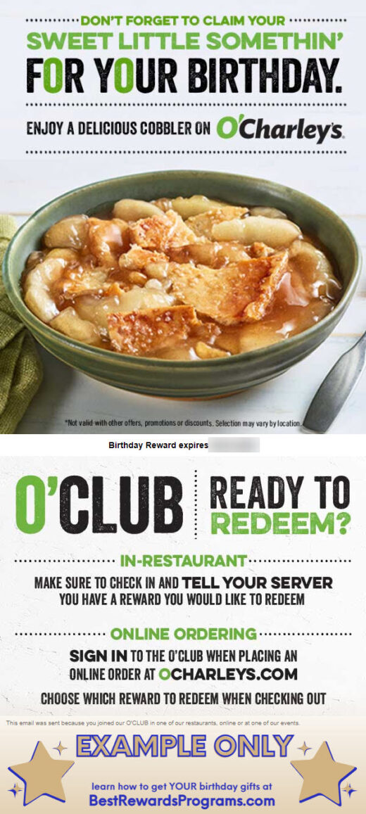 O'Charley's Free Birthday Food ? | Best Rewards Programs
