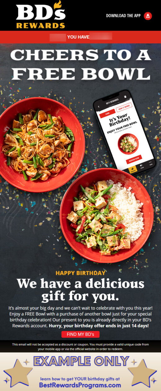 Get a Free Birthday Gift at BD's Mongolian Grill
