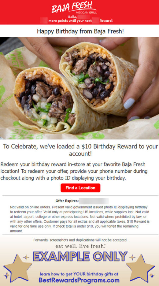 Get a Free Birthday Gift from Baja Fresh Mexican Grill