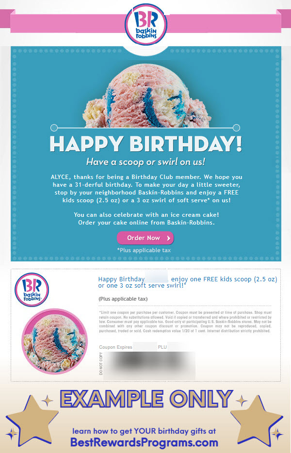 Baskin Robbins Free Birthday Gift