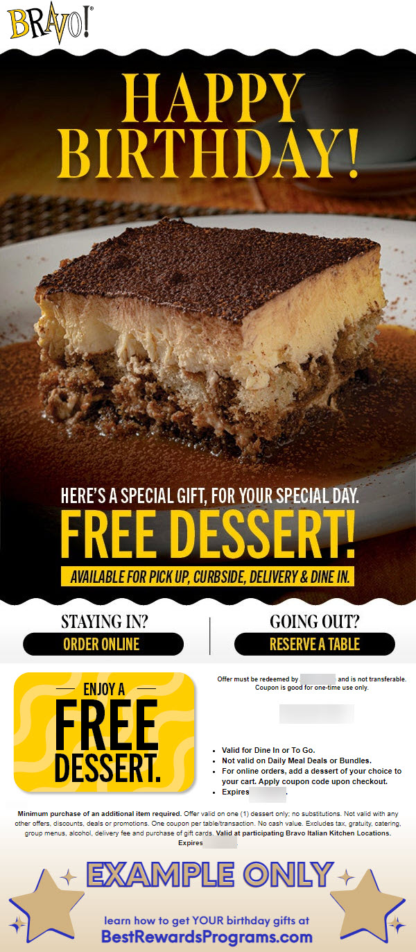 Get A FREE Birthday Gift At Bravo Italian Kitchen   Bravo Restaurant Coupons 