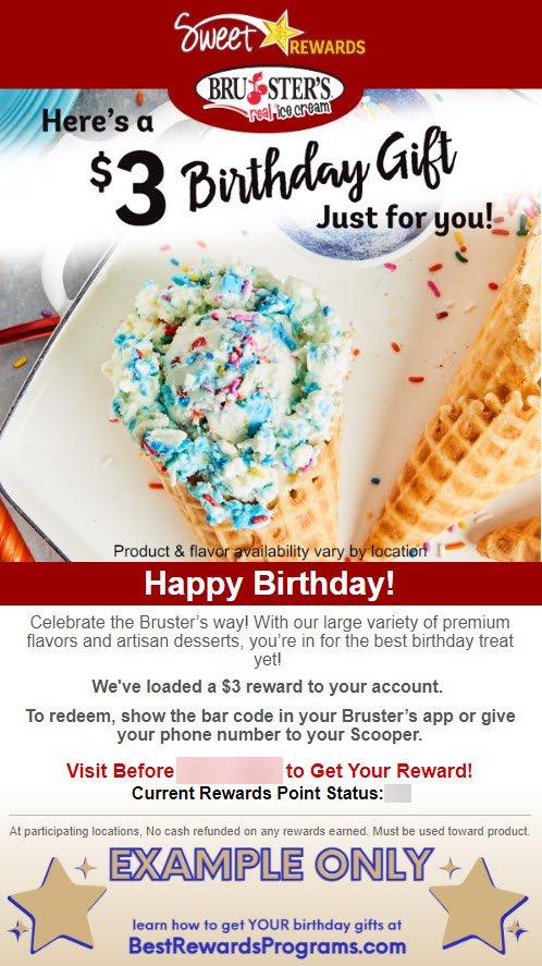 Bruster Ice Cream Free Birthday Gift