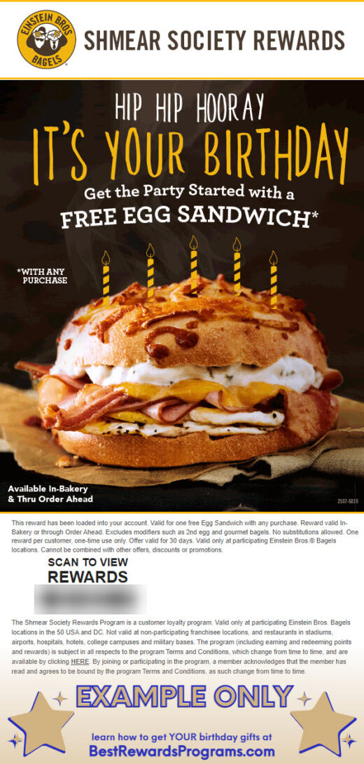 Get a FREE Birthday Gift at Einstein Bros Bagels