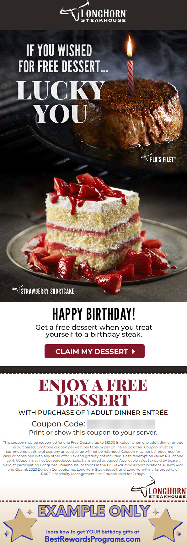 Get a FREE Birthday Gift at LongHorn Steakhouse 🍰🎉