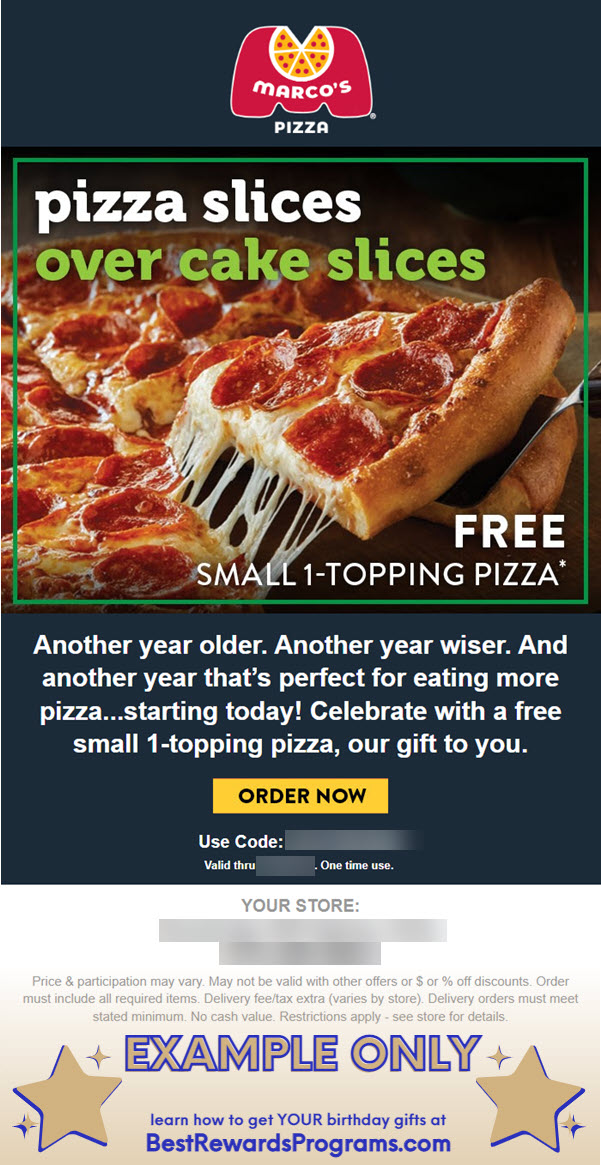 Free Birthday Gift at Marco