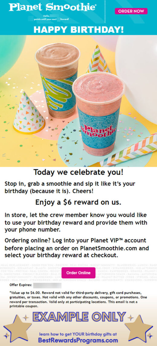 Smoothie Free Birthday Gift ? Best Rewards Programs