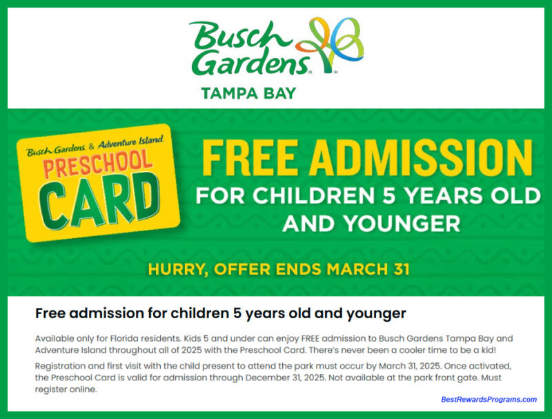 Free Season Passes for Kids at Busch Gardens Tampa Bay