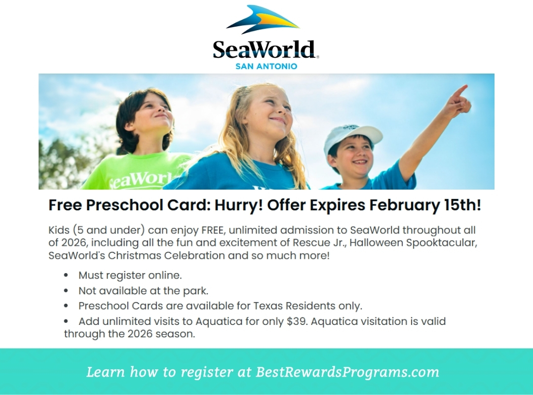 Free Season Passes for Preschool Kids at SeaWorld San Antonio TX