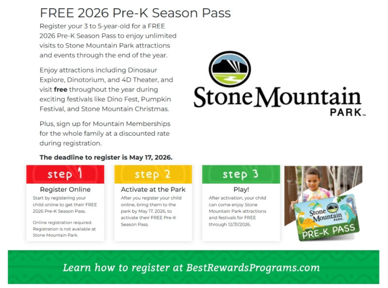 FREE Preschool Passes for Kids at Stone Mountain Park